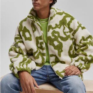 Mode of One Men's Jacquard Zip-Front Sherpa Jacket Neo Natural Size XL